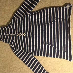 girls hoodie navy blue and white stripe size 10-12